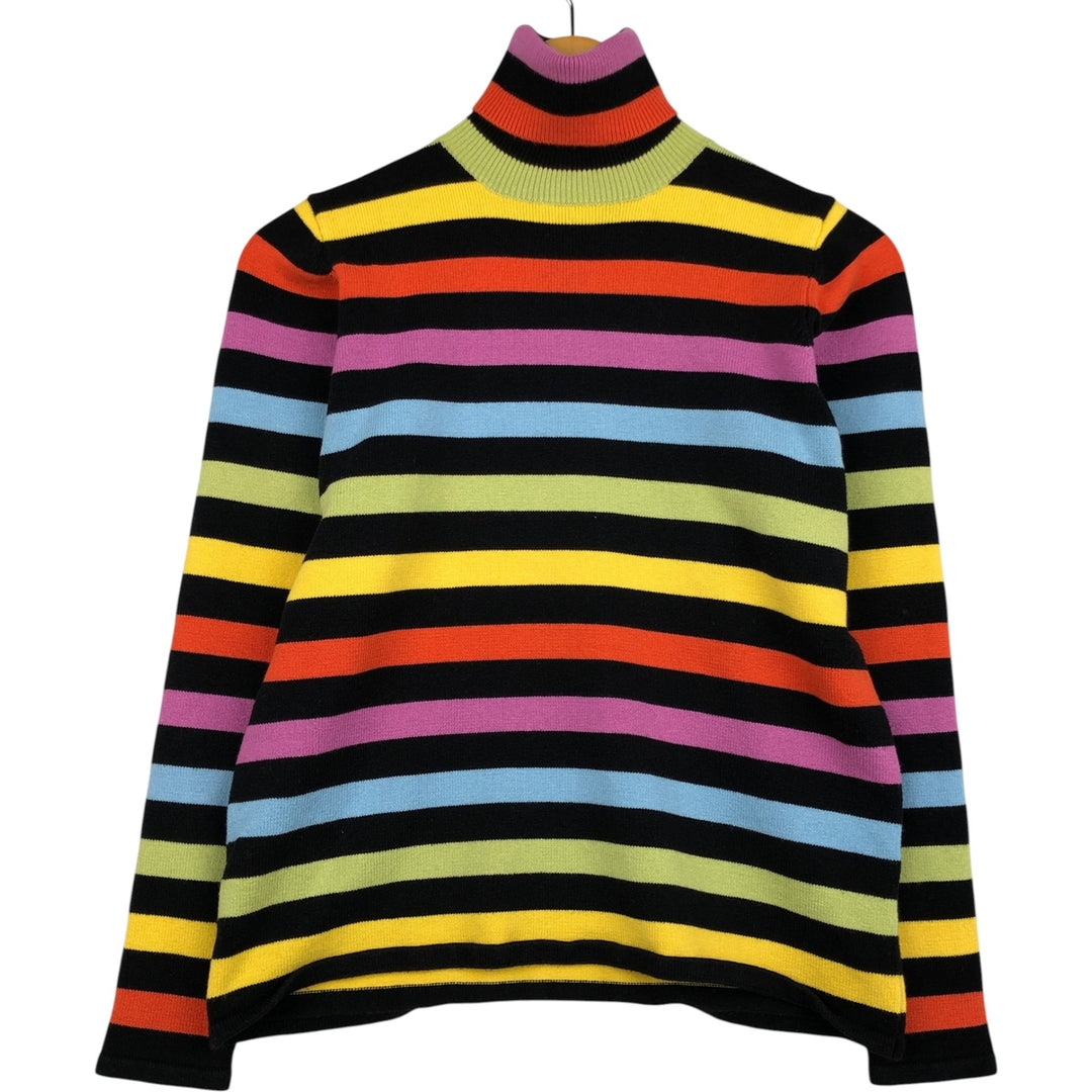Andrea Jovine Multi-stripe turtleneck acrylic knit sweater, women's size S (approx.) acrylic pink type Vintage Second Hand