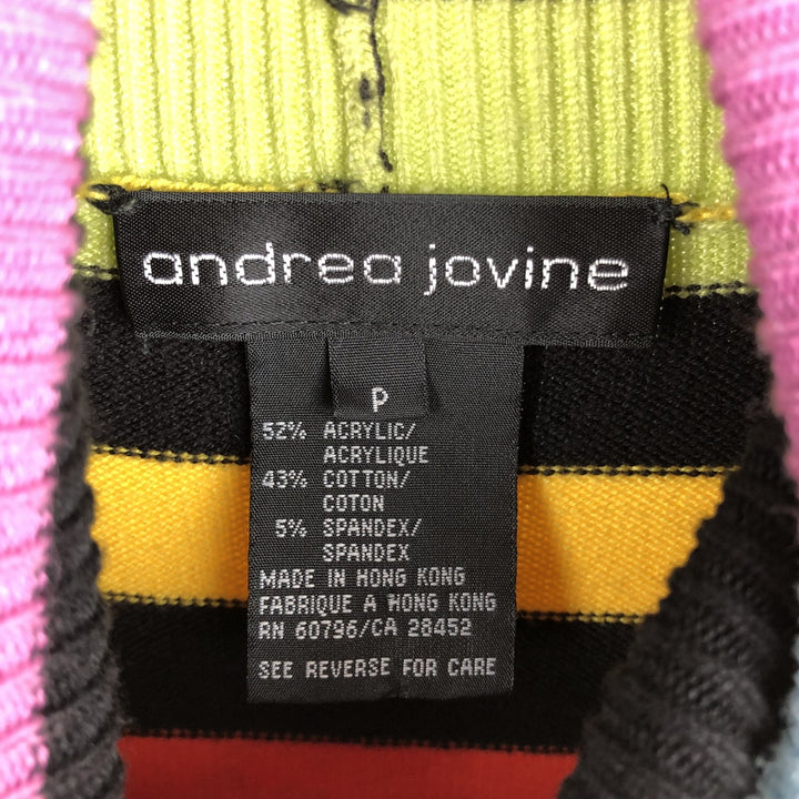 Andrea Jovine Multi-stripe turtleneck acrylic knit sweater, women's size S (approx.) acrylic pink type Vintage Second Hand
