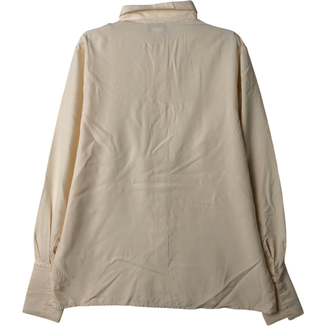 PETITE SOPHISTICATE Round Collar Long Sleeve Silk Shirt, Women's Size M (approx.) silk unbleached Vintage Second Hand
