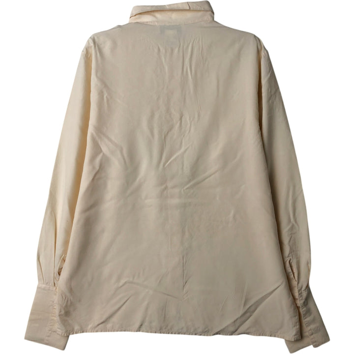 PETITE SOPHISTICATE Round Collar Long Sleeve Silk Shirt, Women's Size M (approx.) silk unbleached Vintage Second Hand