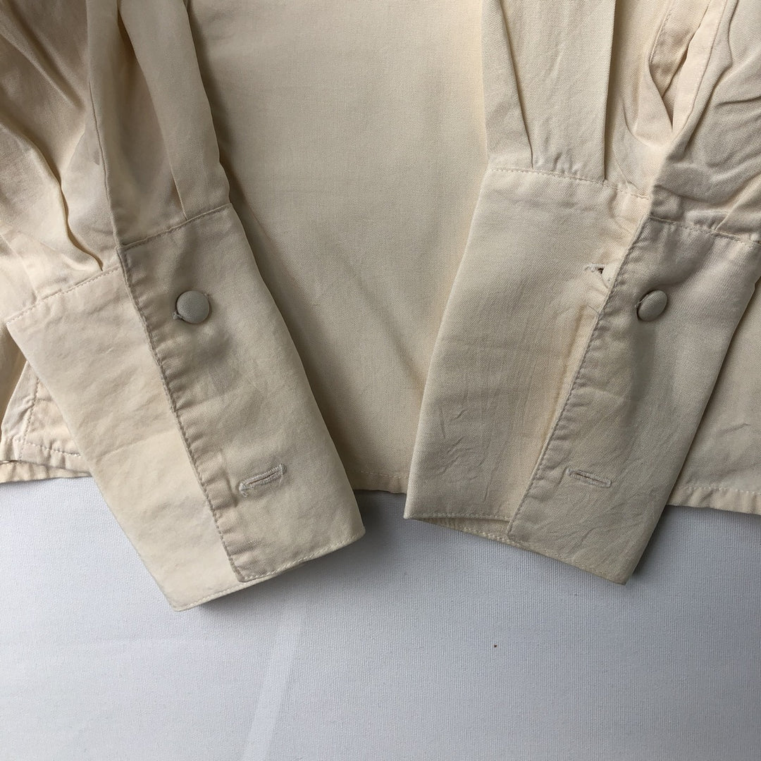 PETITE SOPHISTICATE Round Collar Long Sleeve Silk Shirt, Women's Size M (approx.) silk unbleached Vintage Second Hand