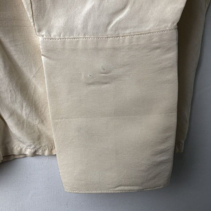PETITE SOPHISTICATE Round Collar Long Sleeve Silk Shirt, Women's Size M (approx.) silk unbleached Vintage Second Hand
