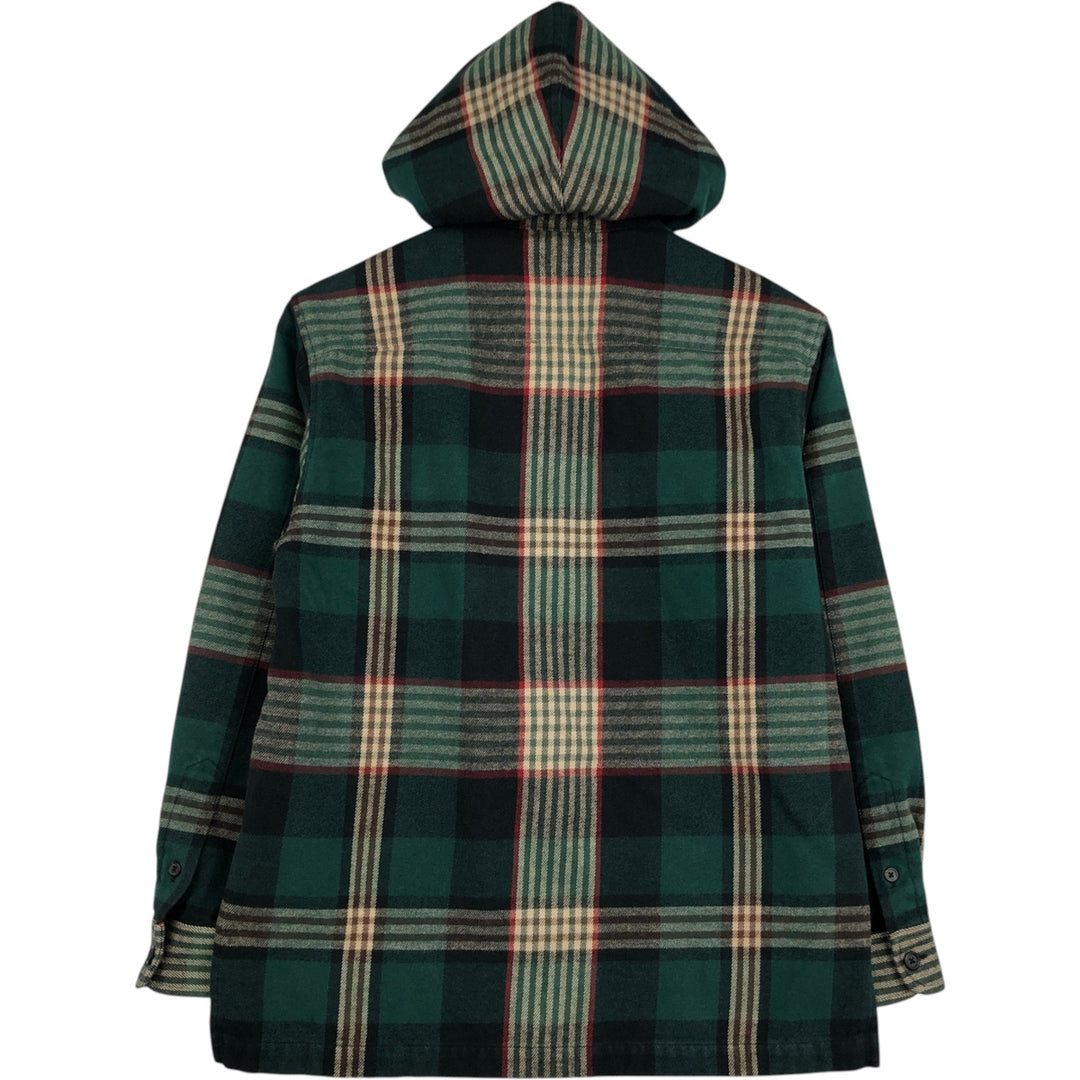 Ralph Lauren LAUREN hooded full-zip long-sleeve cotton check shirt, women's size S (approx.) cotton green type Vintage Second Hand