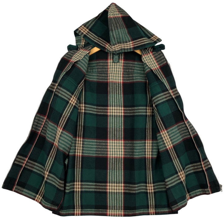 Ralph Lauren LAUREN hooded full-zip long-sleeve cotton check shirt, women's size S (approx.) cotton green type Vintage Second Hand