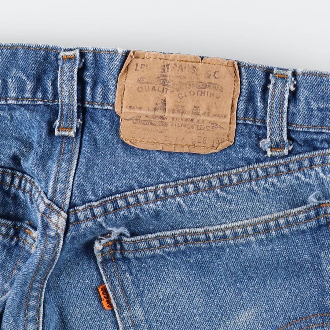 1980'S Levi's 505-0217 Orange Tab Tapered Denim Pants, Made in USA, Women's Size M (W26 equivalent), Vintage cotton blue type Vintage Second Hand