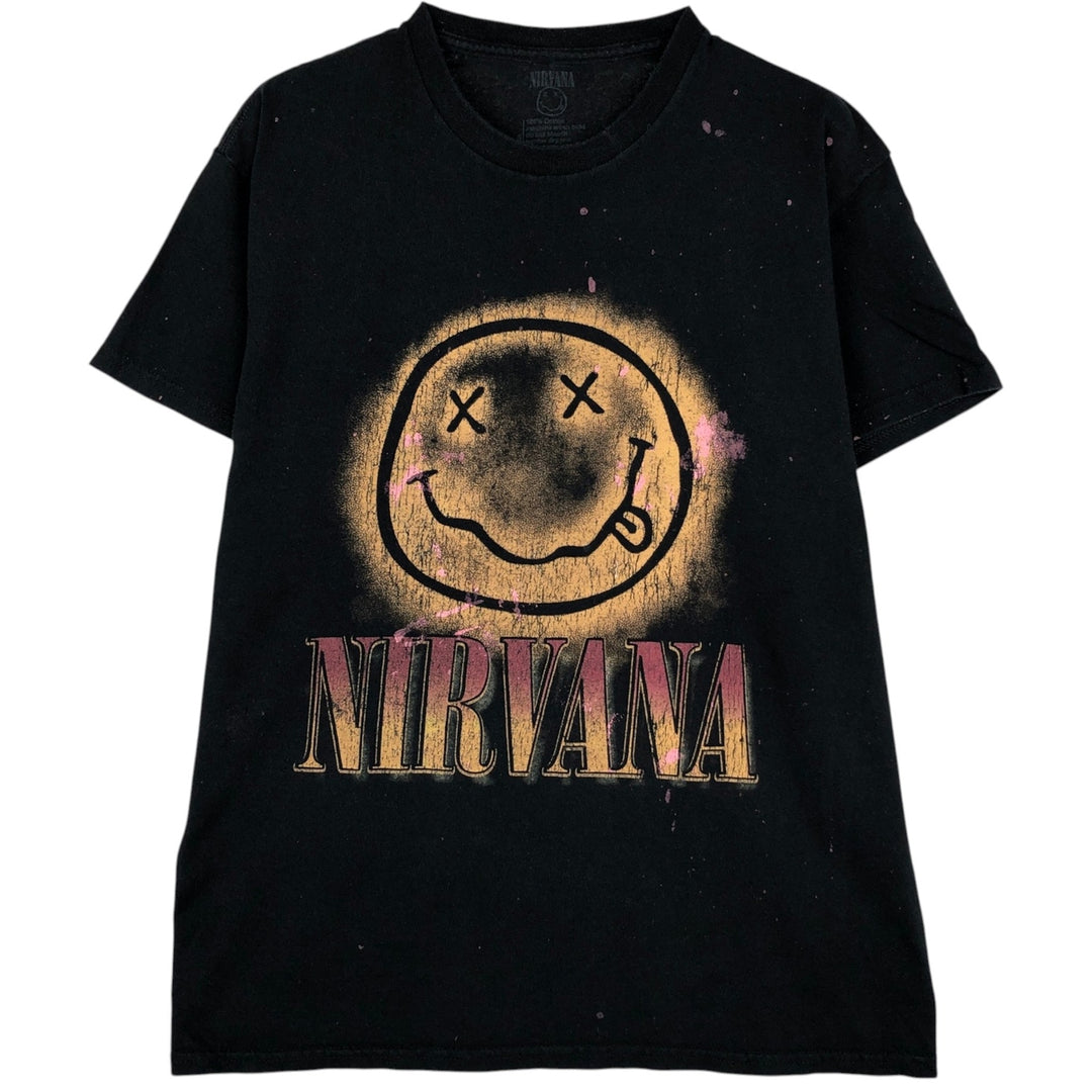 NIRVANA Nirvana Band T-shirt, Band T, Men's M size cotton black type Vintage Second Hand