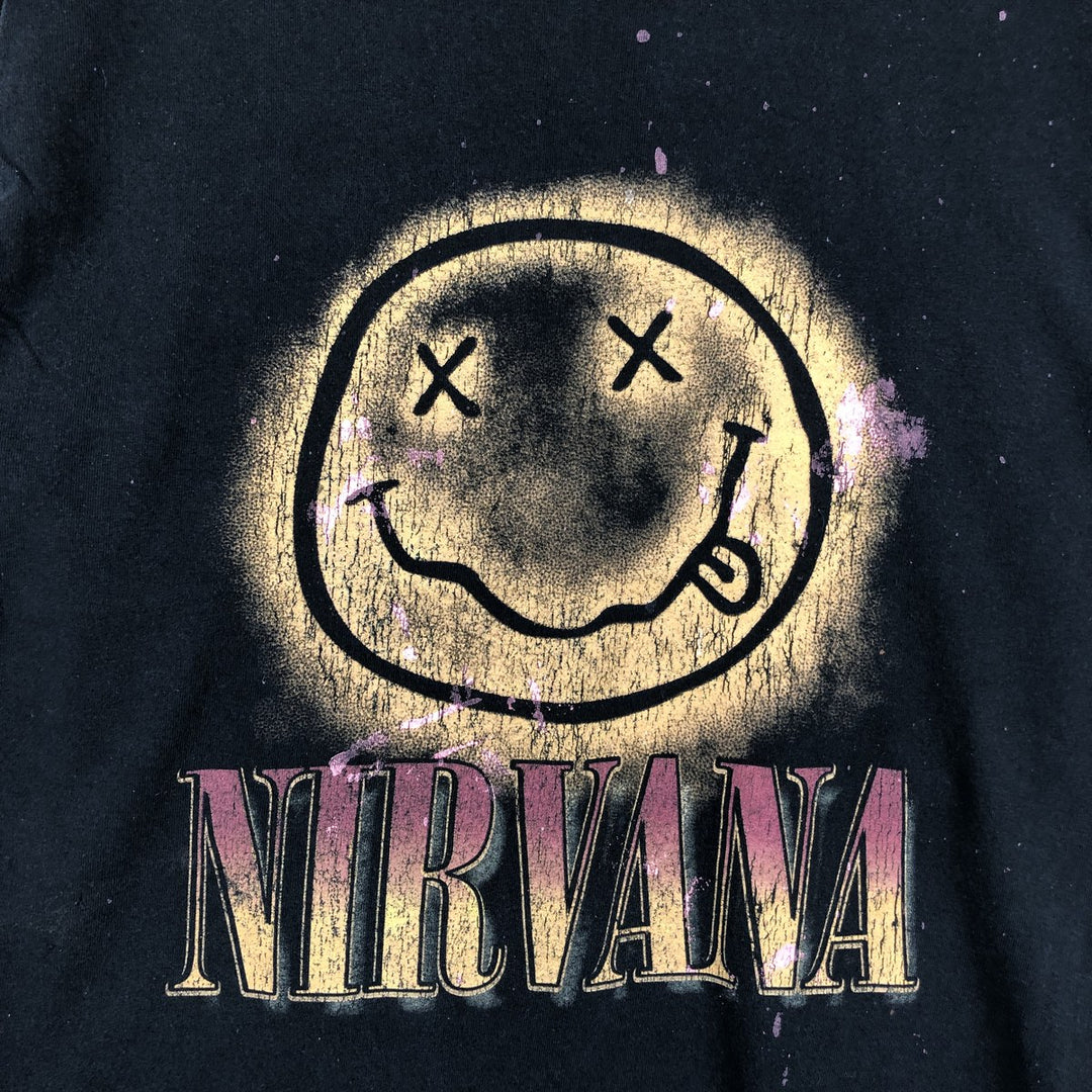 NIRVANA Nirvana Band T-shirt, Band T, Men's M size cotton black type Vintage Second Hand