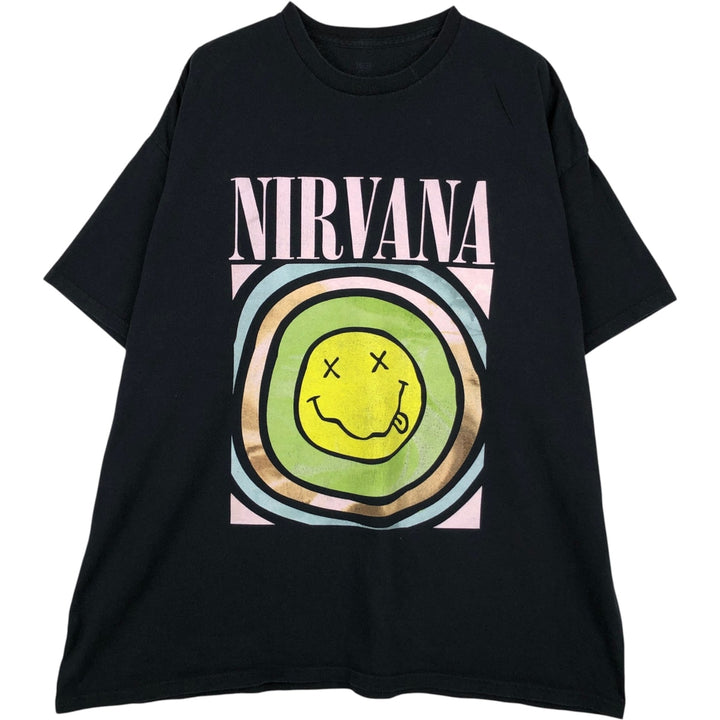 NIRVANA band t-shirt, men's size XXL equivalent. cotton black type Vintage Second Hand