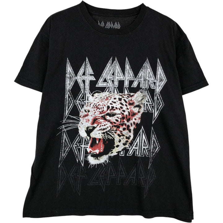 DEF LEPPARD Def Leppard Band T-shirt Band T Men's L size cotton black type Vintage Second Hand