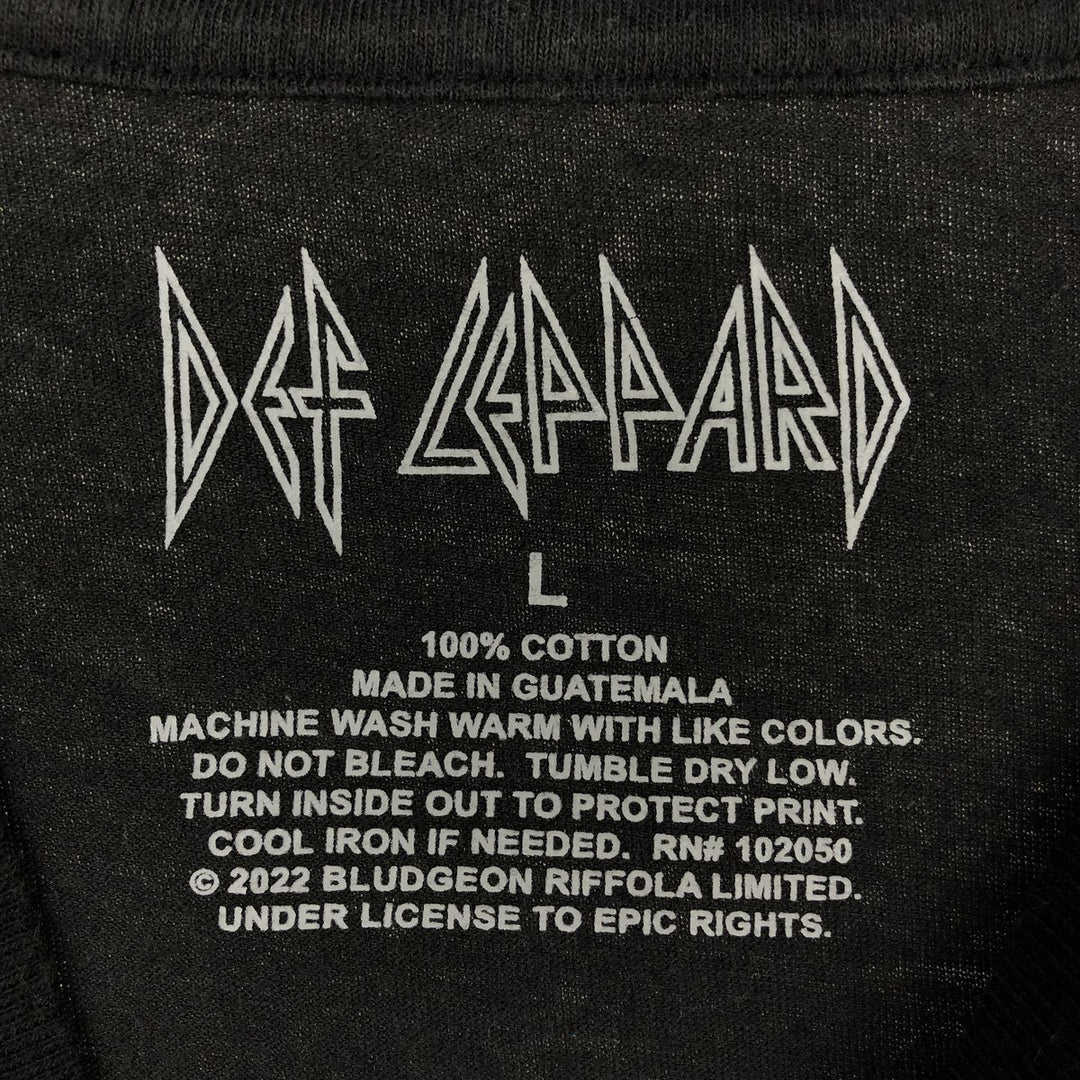 DEF LEPPARD Def Leppard Band T-shirt Band T Men's L size cotton black type Vintage Second Hand