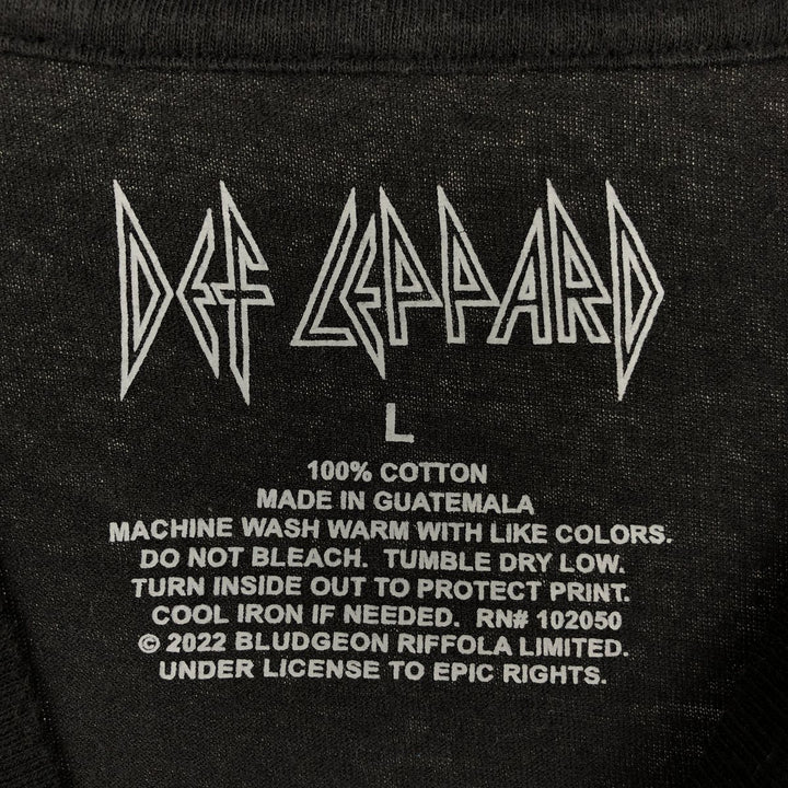 DEF LEPPARD Def Leppard Band T-shirt Band T Men's L size cotton black type Vintage Second Hand