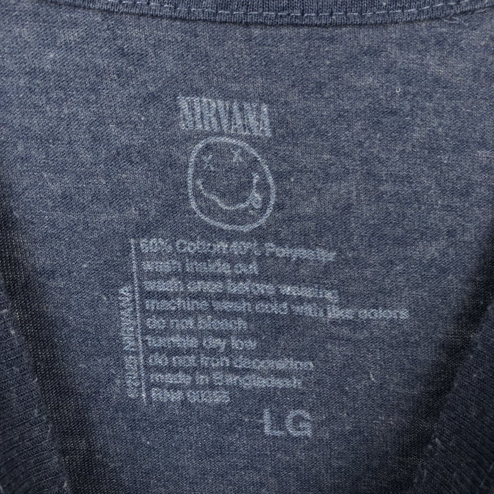 NIRVANA Nirvana Band T-shirt, Band T, Men's L size cotton navy blue type Vintage Second Hand