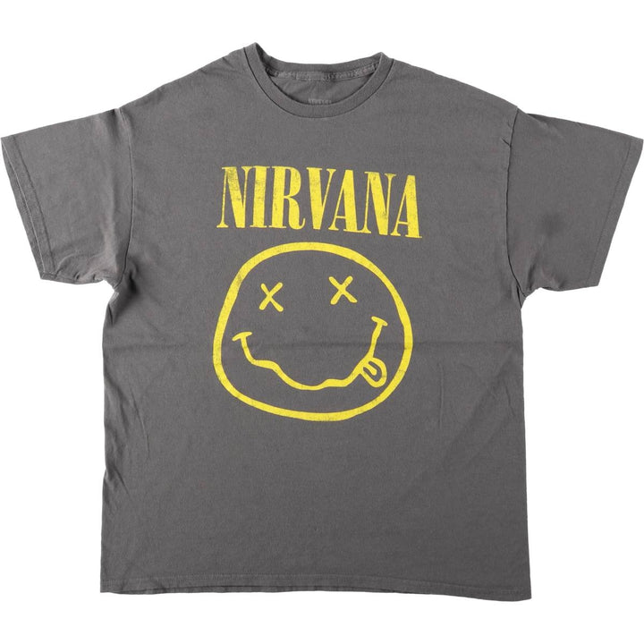 NIRVANA Nirvana Band T-shirt, Band T, Men's L size cotton gray type Vintage Second Hand