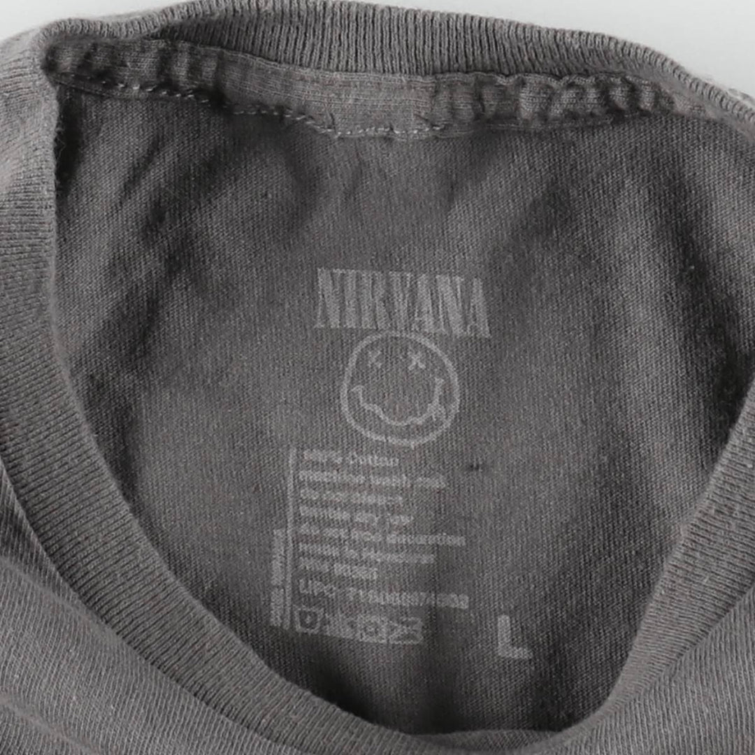 NIRVANA Nirvana Band T-shirt, Band T, Men's L size cotton gray type Vintage Second Hand