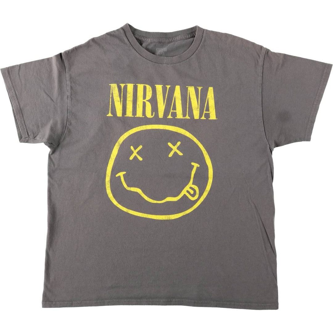NIRVANA Nirvana Band T-shirt, Band T, Men's L size cotton gray type Vintage Second Hand