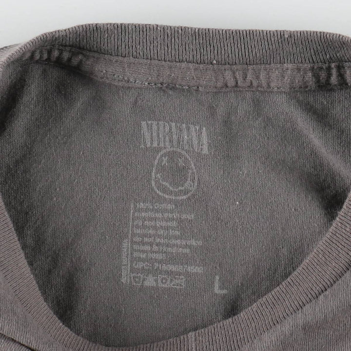 NIRVANA Nirvana Band T-shirt, Band T, Men's L size cotton gray type Vintage Second Hand