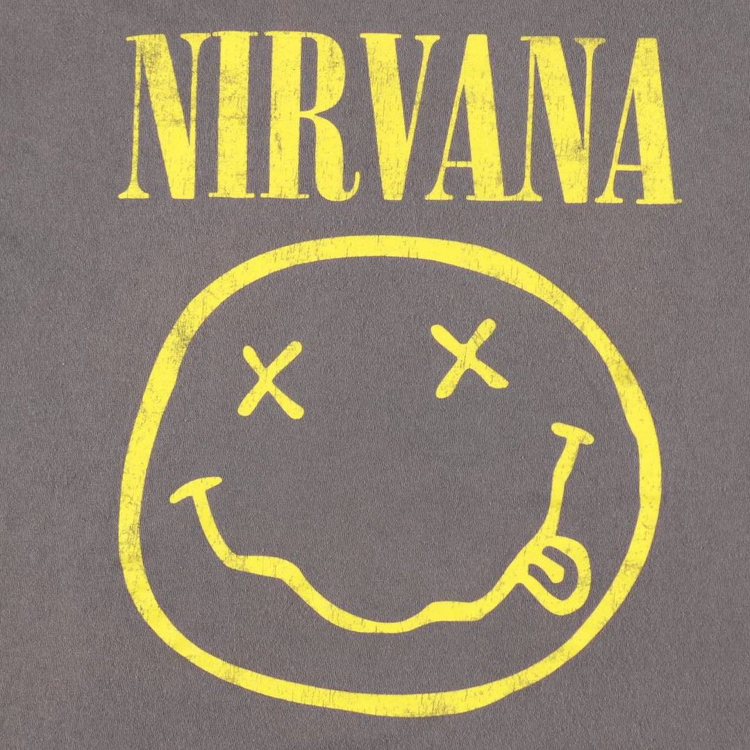 NIRVANA Nirvana Band T-shirt, Band T, Men's L size cotton gray type Vintage Second Hand