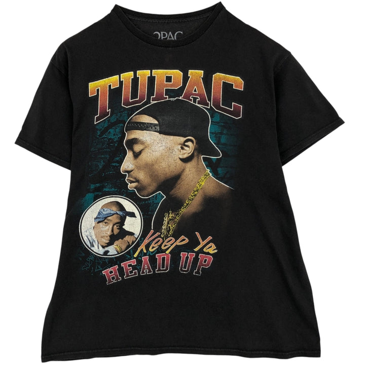 2pac Rap T-shirt, Men's L size cotton black type Vintage Second Hand