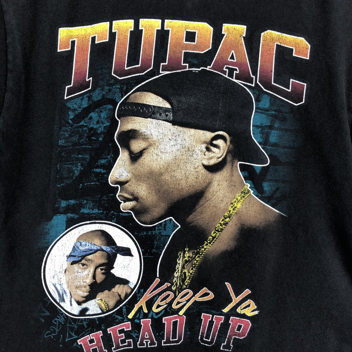 2pac Rap T-shirt, Men's L size cotton black type Vintage Second Hand