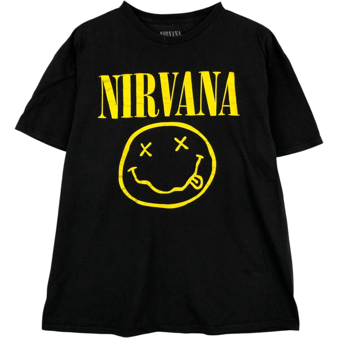NIRVANA Nirvana Band T-shirt, Band T, Men's L size cotton black type Vintage Second Hand