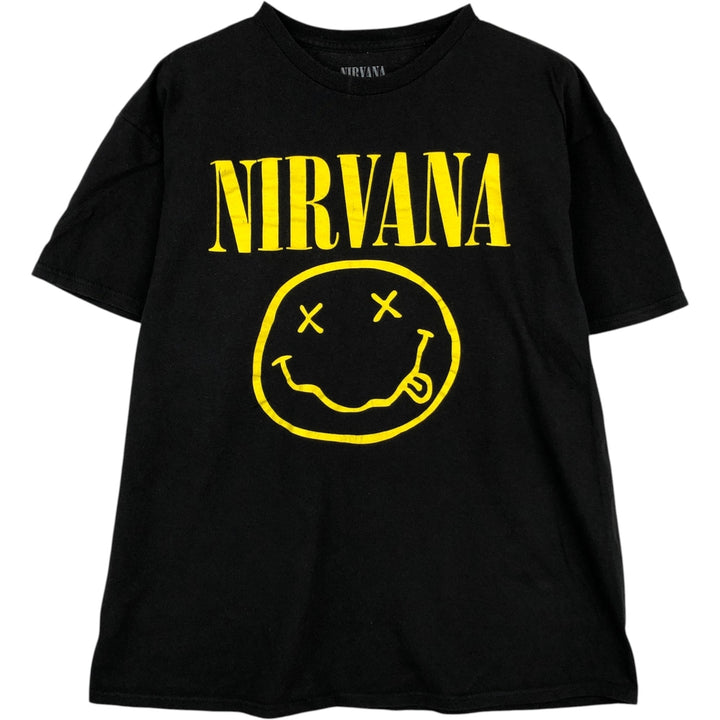NIRVANA Nirvana Band T-shirt, Band T, Men's L size cotton black type Vintage Second Hand