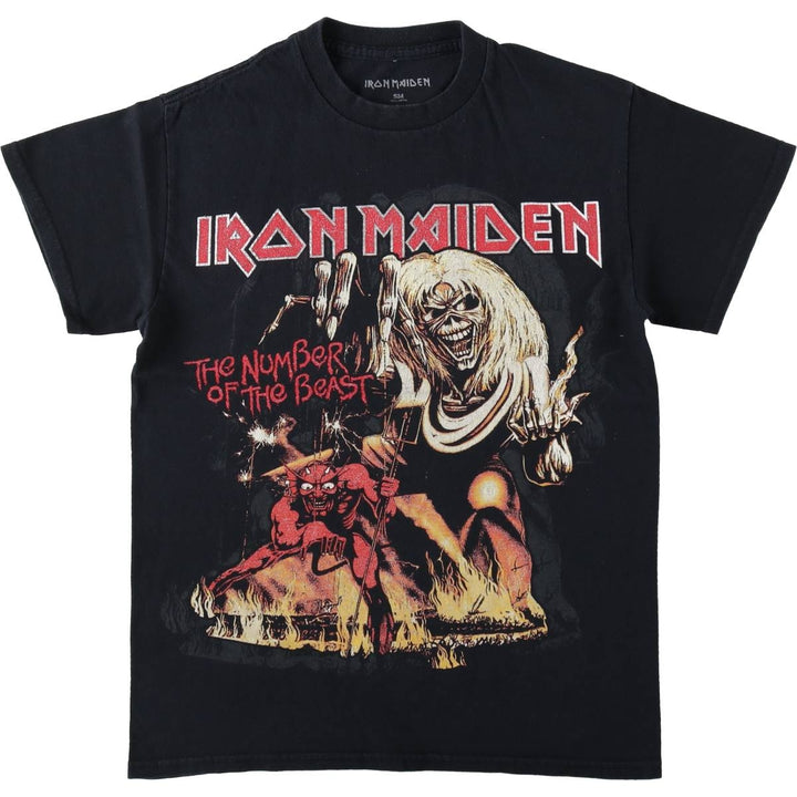IRON MAIDEN Iron Maiden Band T-shirt Band T Men's S size cotton black type Vintage Second Hand