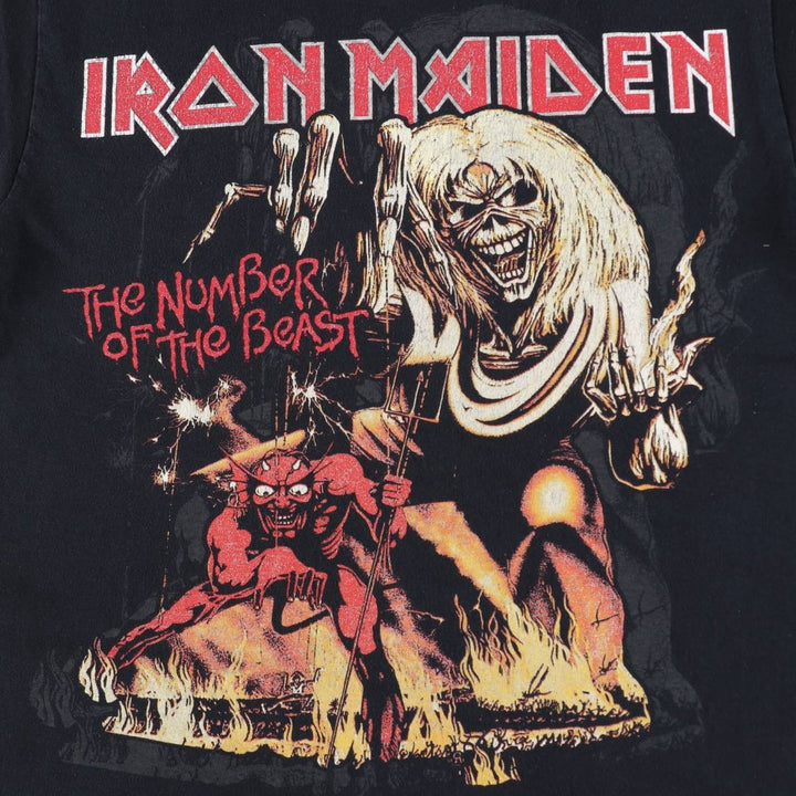 IRON MAIDEN Iron Maiden Band T-shirt Band T Men's S size cotton black type Vintage Second Hand