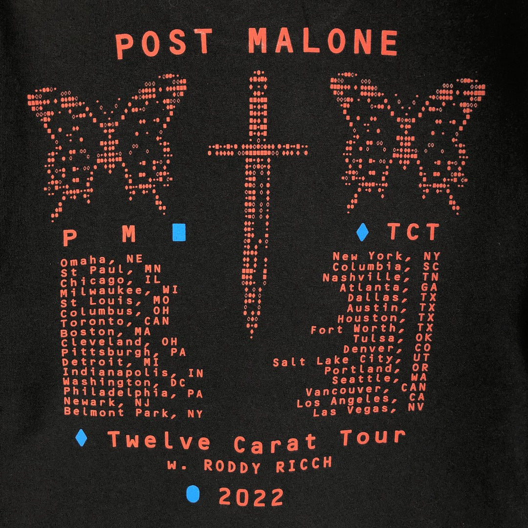 DELTA POST MALONE Wrap T-Shirt (Men's Size M) cotton black type Vintage Second Hand