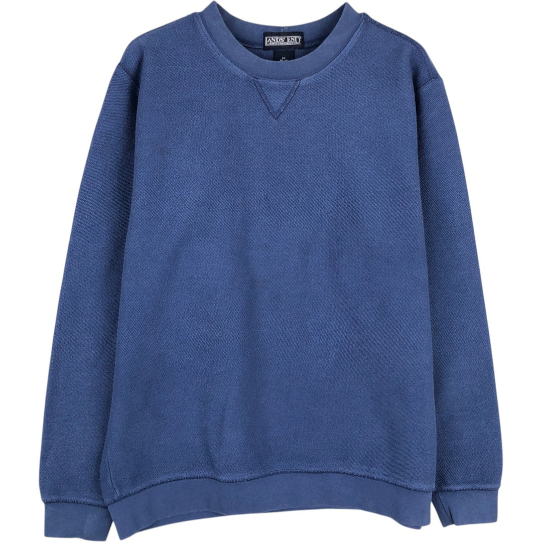 ~2000'S Lands' End Plain Blank Sweatshirt (Women's Size M) cotton blue type Vintage Second Hand