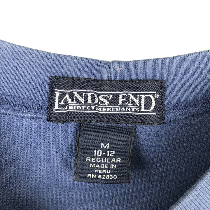 ~2000'S Lands' End Plain Blank Sweatshirt (Women's Size M) cotton blue type Vintage Second Hand