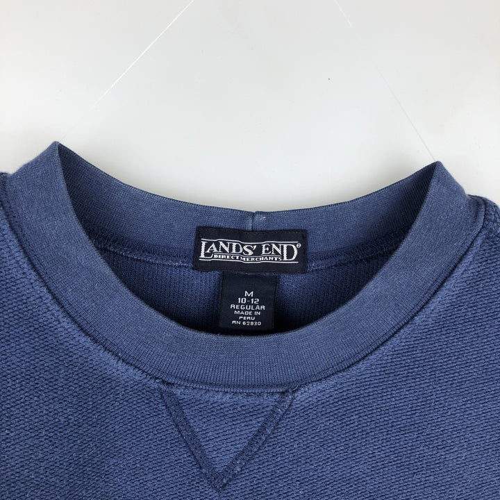 ~2000'S Lands' End Plain Blank Sweatshirt (Women's Size M) cotton blue type Vintage Second Hand