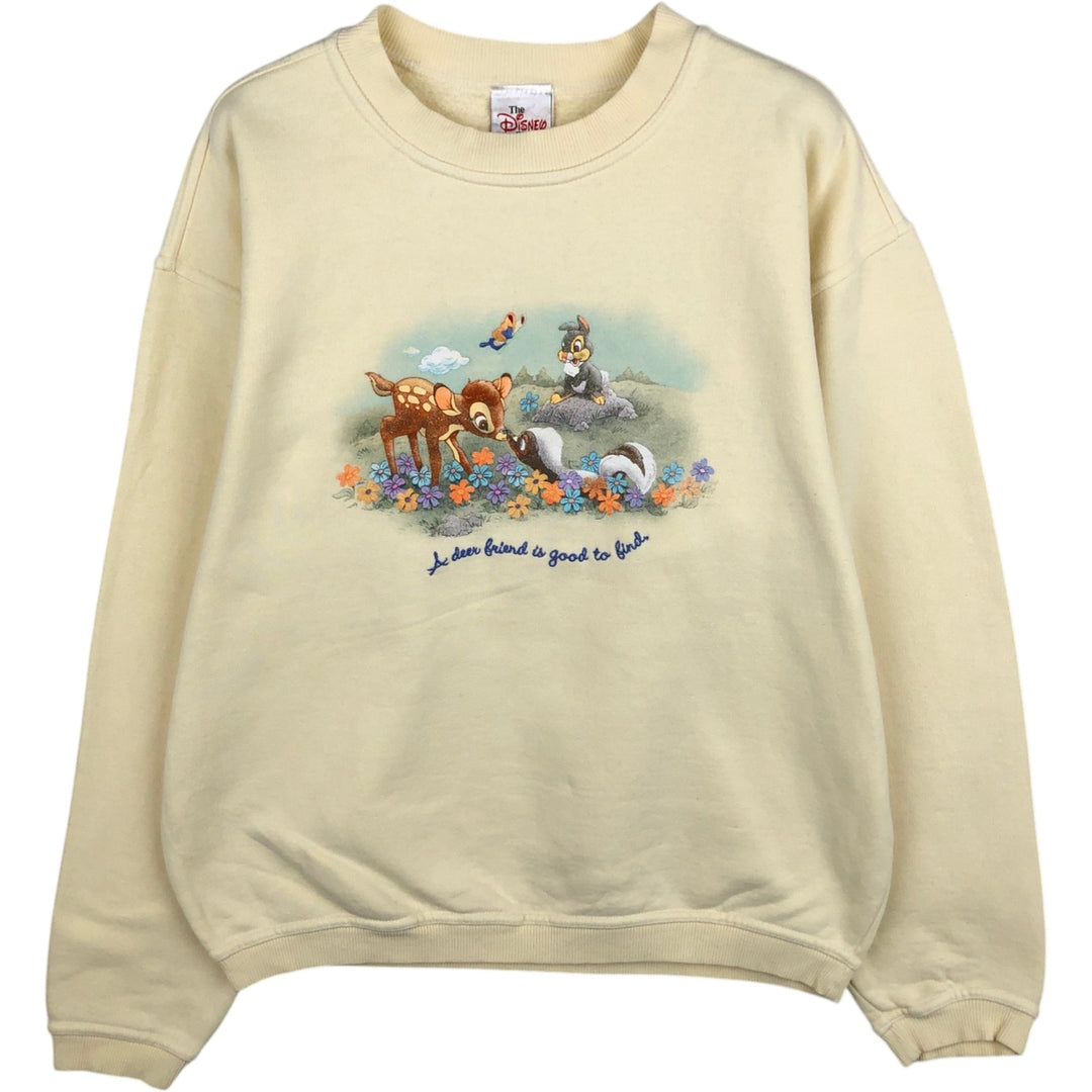 2000'S Disney Bambi character sweatshirt, women's size L (approx.) unclear unbleached Vintage Second Hand