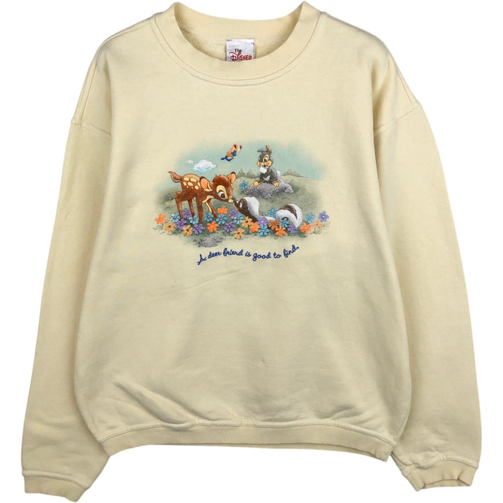 2000'S Disney Bambi character sweatshirt, women's size L (approx.) unclear unbleached Vintage Second Hand