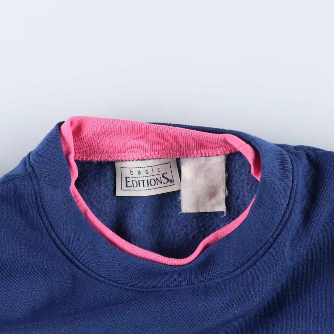 basic EDITIONS Cat Pattern Animal Sweatshirt (Women's XL equivalent) unclear navy blue type Vintage Second Hand