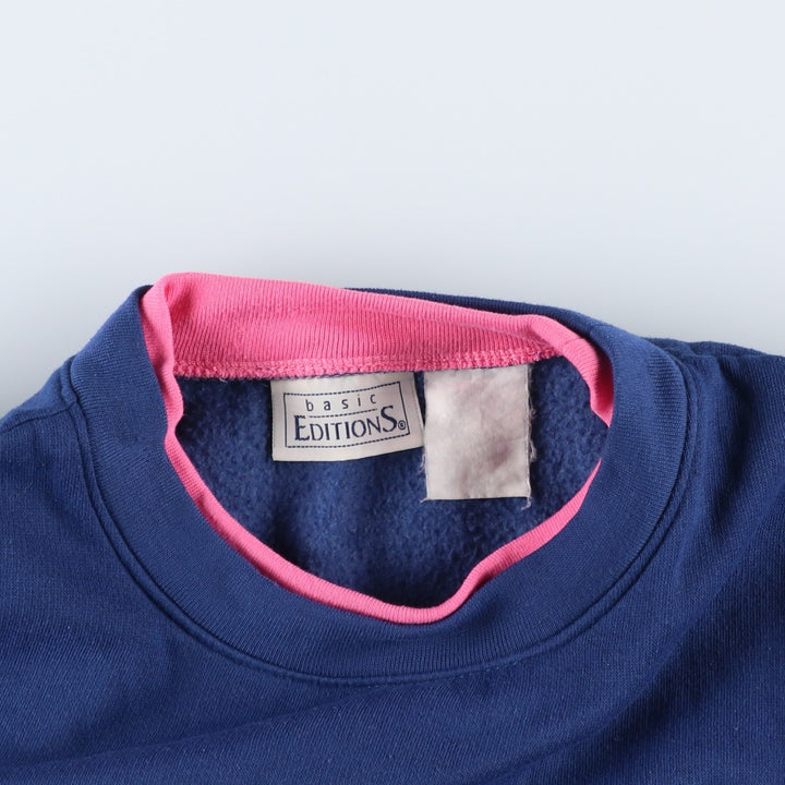 basic EDITIONS Cat Pattern Animal Sweatshirt (Women's XL equivalent) unclear navy blue type Vintage Second Hand