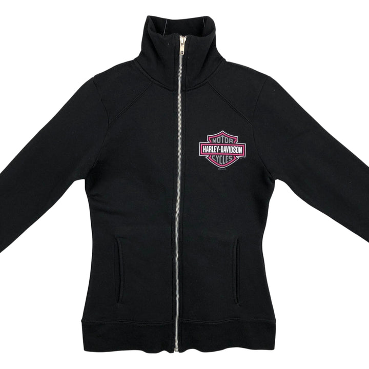Harley-Davidson Full-Zip Sweatshirt (Women's Size XS) cotton black type Vintage Second Hand