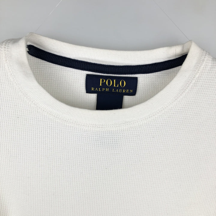 Ralph Lauren POLO RALPH LAUREN One-Point Thermal Long-Sleeve T-Shirt, Waffle Knit, Women's Size M (approx.) cotton white type Vintage Second Hand