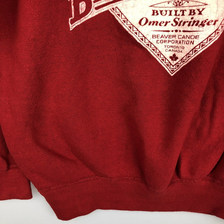 90'S GYM-MASTER BEAVER CANOE Printed Sweatshirt, Made in Canada, Women's Size M (approx.), Vintage cotton red type Vintage Second Hand
