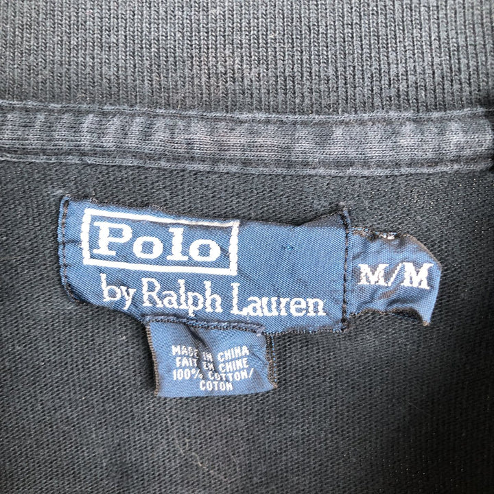 Ralph Lauren POLO by Ralph Lauren Half-Zip Sweatshirt (Women's Size M) cotton black type Vintage Second Hand