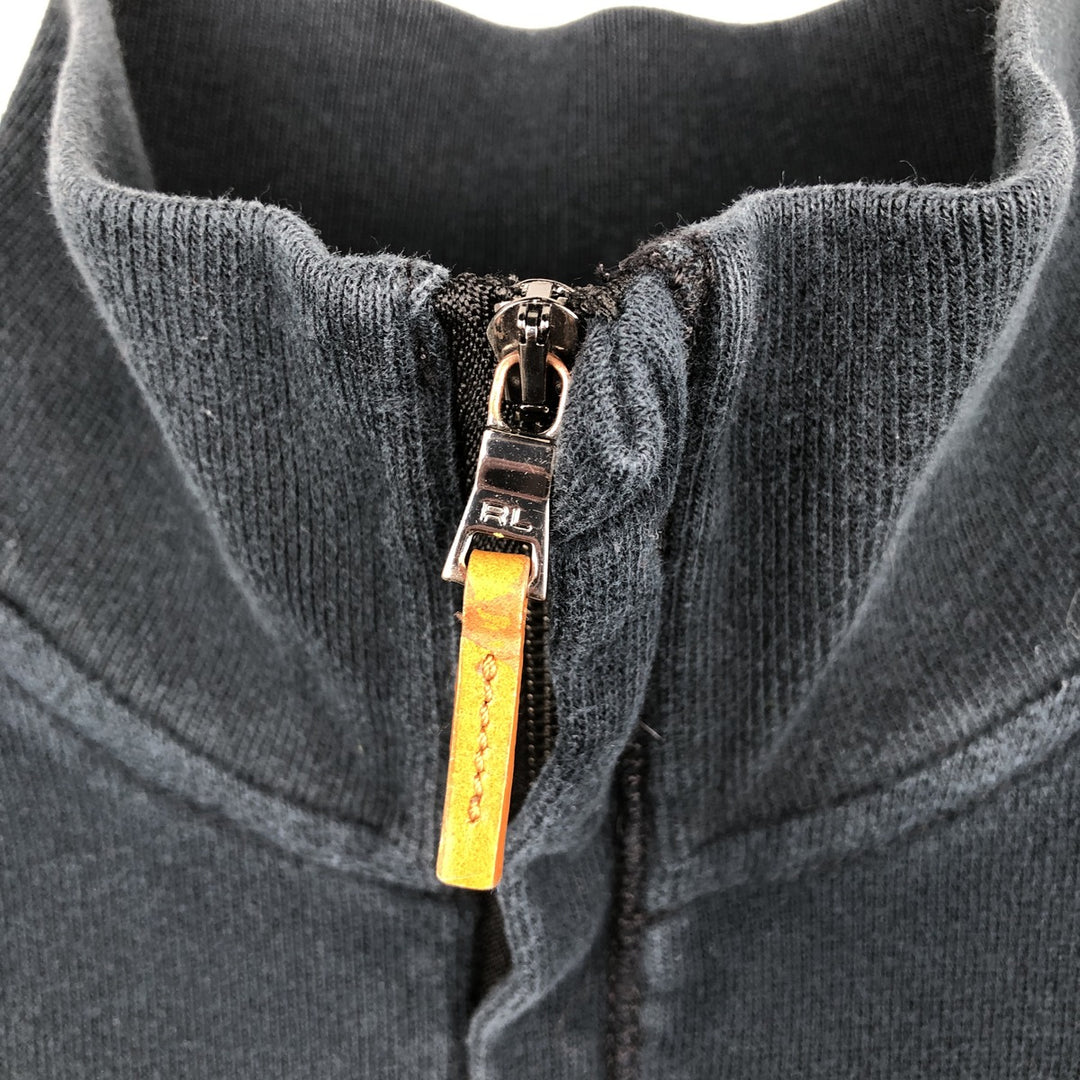 Ralph Lauren POLO by Ralph Lauren Half-Zip Sweatshirt (Women's Size M) cotton black type Vintage Second Hand
