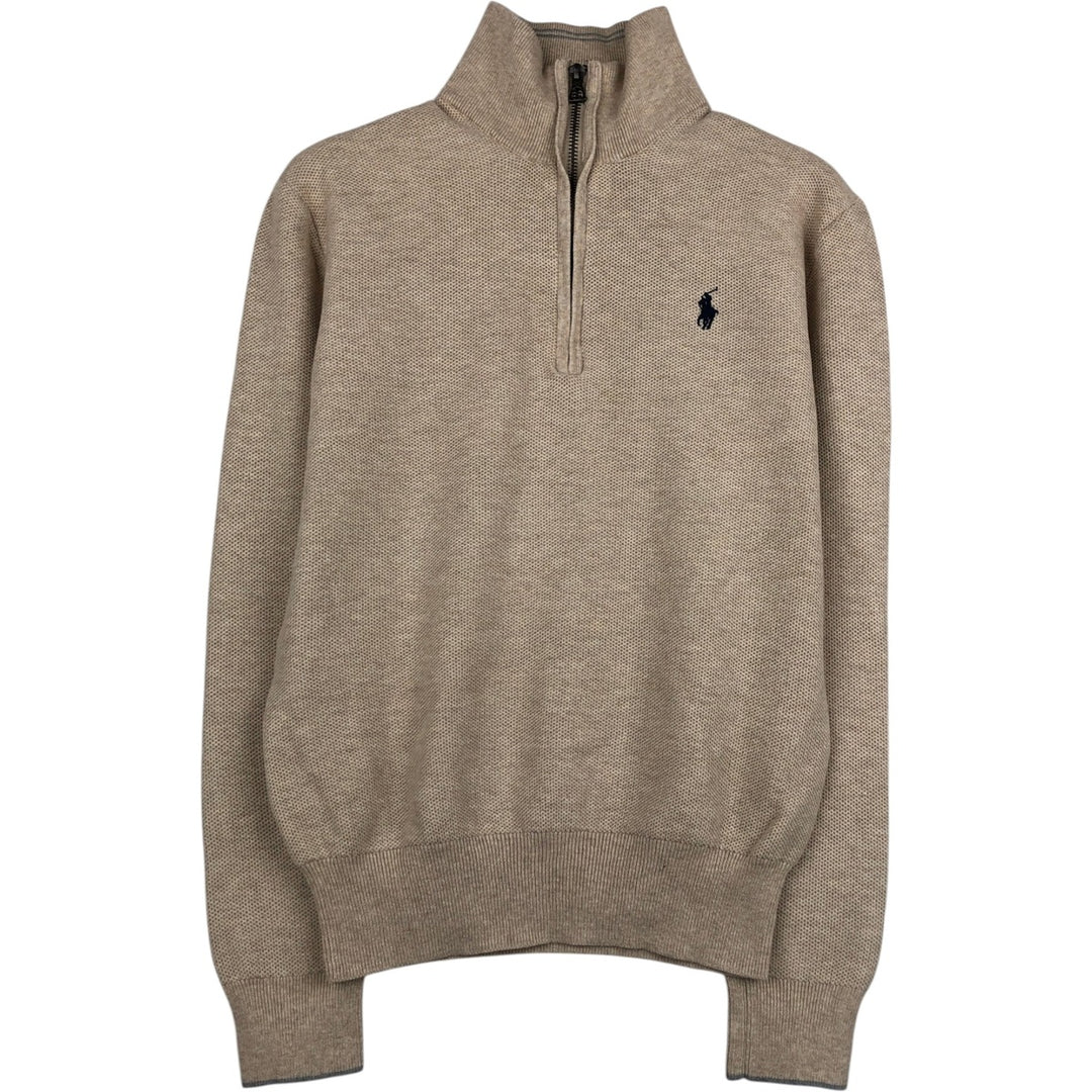 Ralph Lauren POLO RALPH LAUREN Cotton Knit Half-Zip Sweater, Women's Size S (approx.) cotton Beige type Vintage Second Hand