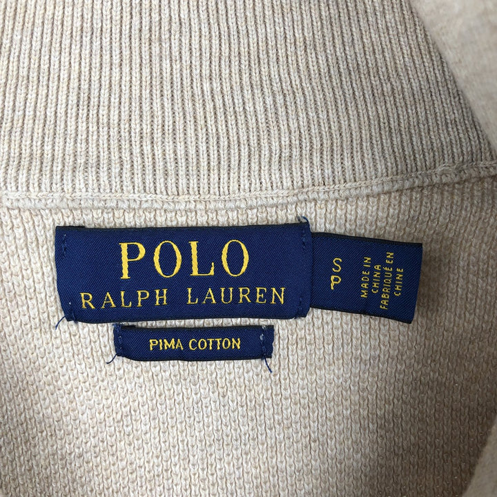 Ralph Lauren POLO RALPH LAUREN Cotton Knit Half-Zip Sweater, Women's Size S (approx.) cotton Beige type Vintage Second Hand