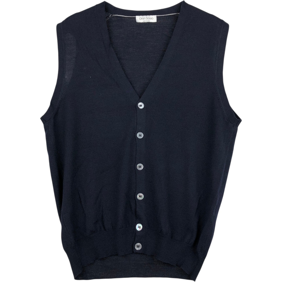 Gran Sasso Open-Front Wool Vest, Made in Italy, Women's Size S (approx.) wool black type Vintage Second Hand