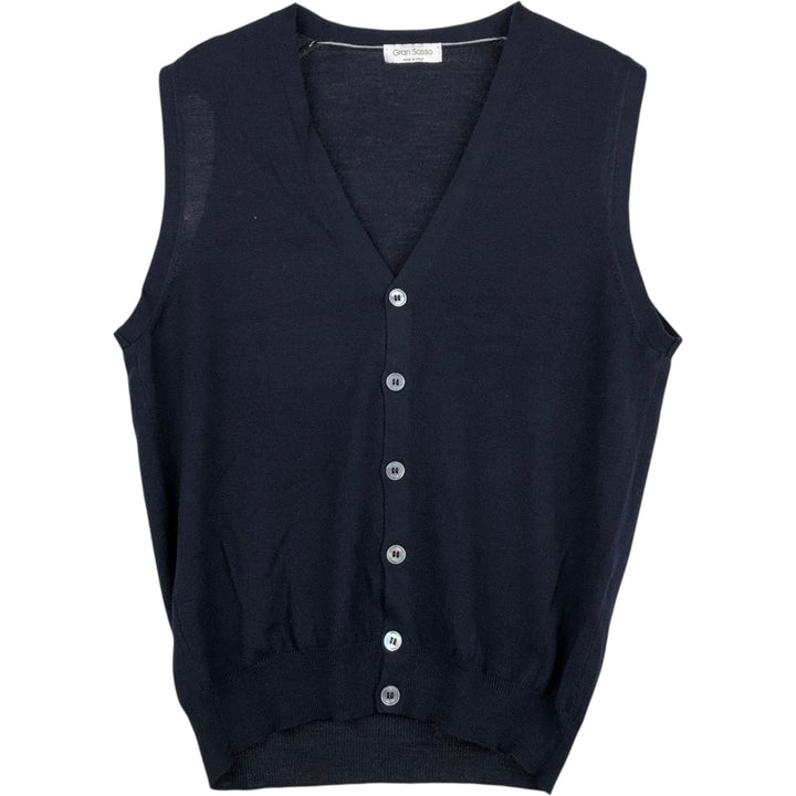 Gran Sasso Open-Front Wool Vest, Made in Italy, Women's Size S (approx.) wool black type Vintage Second Hand
