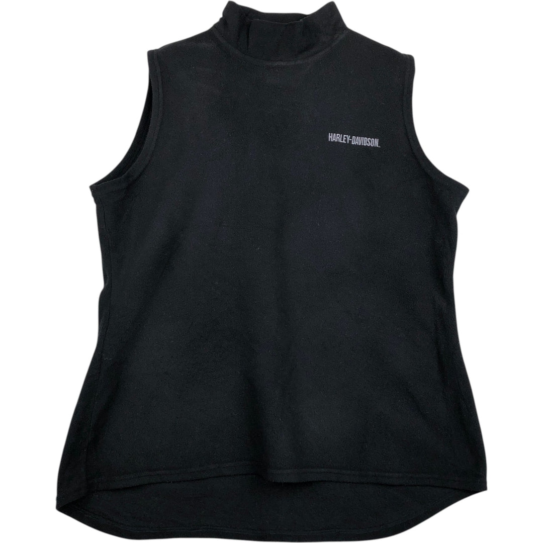Harley-Davidson Advertising Pullover High-Neck Fleece Vest, Made in USA, Women's Size M (approx.) polyester black type Vintage Second Hand
