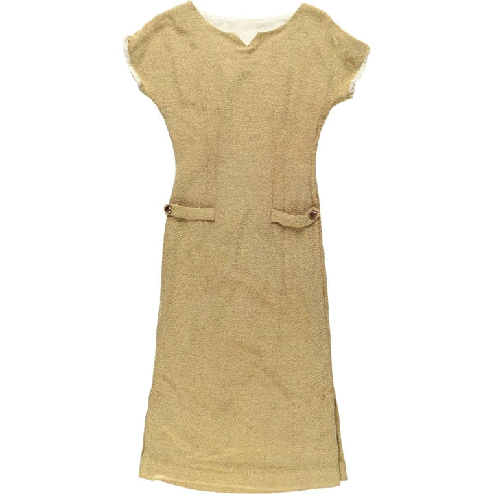 ~90'S Slit Neck Short Sleeve Long Dress Women's Size M (approx.) Vintage unclear yellow type Vintage Second Hand