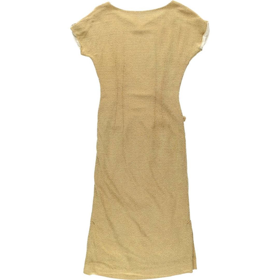 ~90'S Slit Neck Short Sleeve Long Dress Women's Size M (approx.) Vintage unclear yellow type Vintage Second Hand