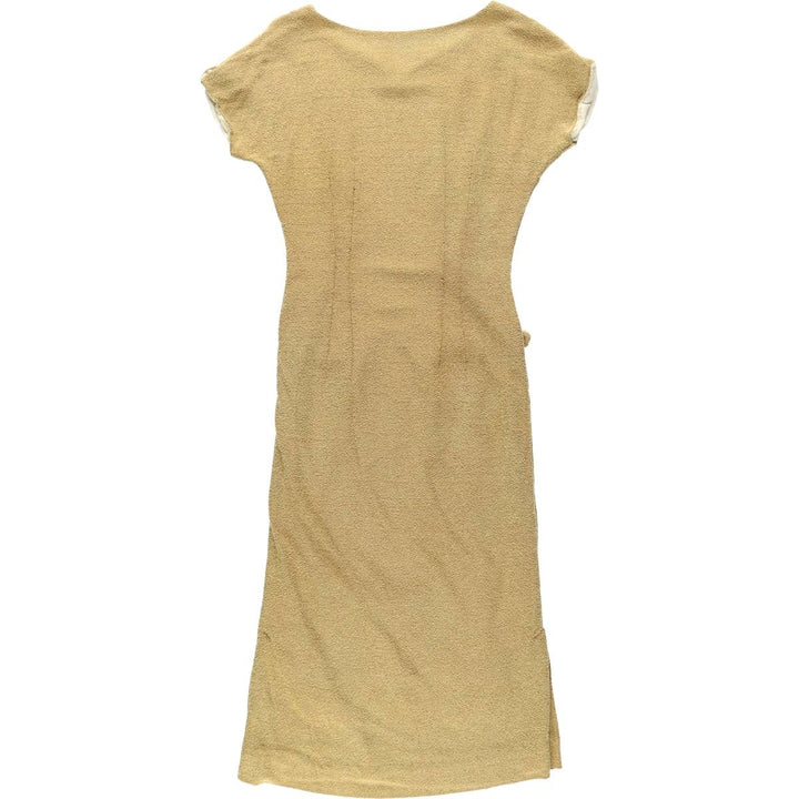 ~90'S Slit Neck Short Sleeve Long Dress Women's Size M (approx.) Vintage unclear yellow type Vintage Second Hand
