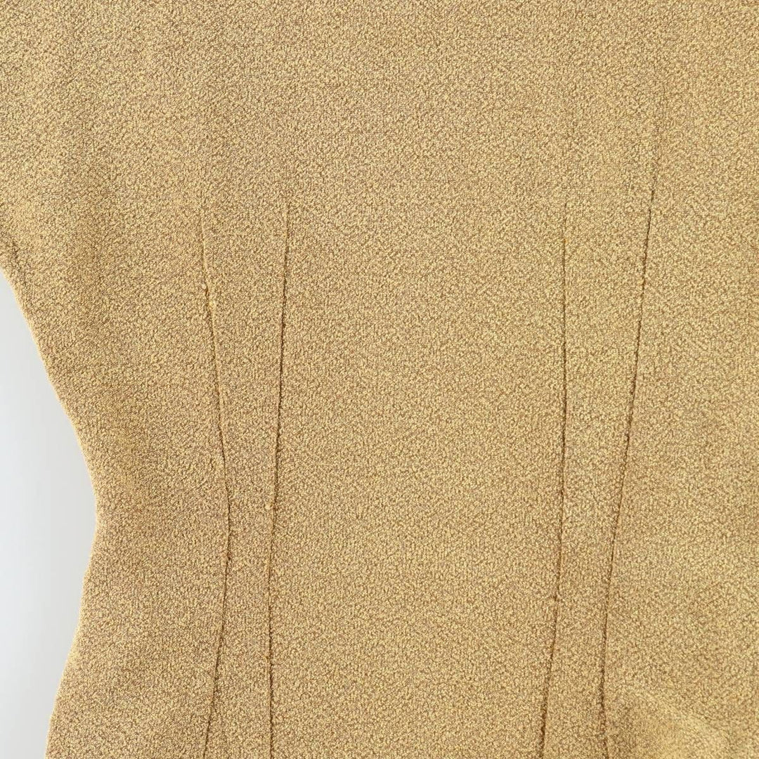 ~90'S Slit Neck Short Sleeve Long Dress Women's Size M (approx.) Vintage unclear yellow type Vintage Second Hand