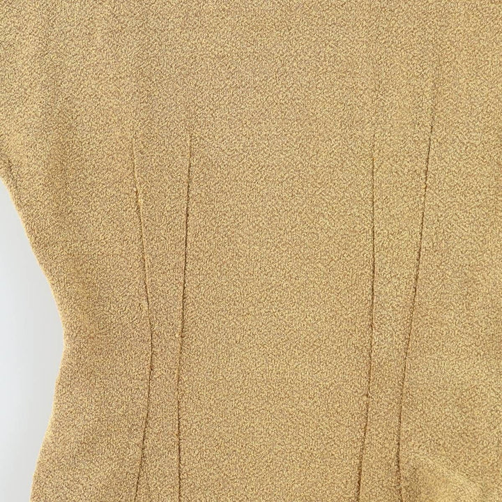~90'S Slit Neck Short Sleeve Long Dress Women's Size M (approx.) Vintage unclear yellow type Vintage Second Hand